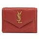 YSL Saint Laurent MONOGRAM V型車線魚子醬牛皮三折小短夾(紅/金) product thumbnail 2