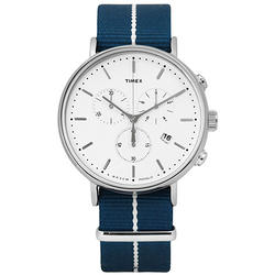 TIMEX 天美時 INDIGLO美國迷人魅力指標帆布手錶-白x藍/41mm