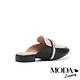 拖鞋 MODA Luxury 簡約個性撞色金屬飾釦低跟穆勒拖鞋－黑 product thumbnail 4