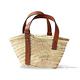 LOEWE Basket 經典LOGO烙印皮革竹編提籃手提/肩背包(小-深藍) product thumbnail 3