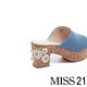 拖鞋 MISS 21 復古蕾絲花造型魚口高跟拖鞋－藍 product thumbnail 4