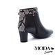 短靴 MODA Luxury 典雅都市扭結裝飾牛皮尖頭粗跟短靴－蛇紋 product thumbnail 4