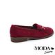 跟鞋 MODA Luxury 復古流蘇金屬釦麂皮樂福低跟鞋－紅 product thumbnail 4
