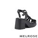 涼鞋 MELROSE 美樂斯 質感率性編織帶造型牛漆皮方頭高跟涼鞋－黑 product thumbnail 4