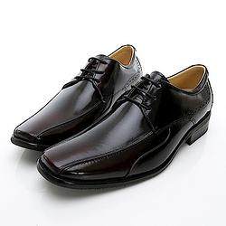 GEORGE 喬治-時尚職人系列 經典素面綁帶小方楦紳士鞋皮鞋-酒紅