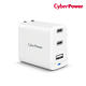 Cyberpower GaN 72W Type-C/USB 三孔 動態電源 快速充電器TR11U2C72W-TW product thumbnail 3