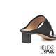 拖鞋 HELENE SPARK 柔軟寬版一字帶皺折全羊皮方頭高跟拖鞋－黑 product thumbnail 4