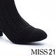 短靴 MISS 21 時髦冬季飛織設計粗跟襪靴－黑 product thumbnail 6