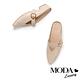 拖鞋 MODA Luxury 時尚復古金屬圓釦尖頭穆勒低跟拖鞋－米 product thumbnail 5