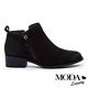短靴 MODA Luxury 俐落剪裁率性拉鍊磨砂牛皮粗跟短靴－黑 product thumbnail 2
