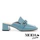 拖鞋 MODA Luxury 復古個性金屬鏈條高跟穆勒拖鞋－藍 product thumbnail 3