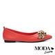 平底鞋 MODA Luxury 時髦百搭豹紋條帶釦全真皮平底鞋－紅 product thumbnail 3