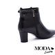 短靴 MODA Luxury 典雅都市扭結裝飾牛皮尖頭粗跟短靴－黑 product thumbnail 4