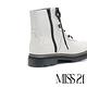 短靴 MISS 21 獨特曲線拼接設計厚底馬汀短靴－白 product thumbnail 4