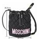 MOSCHINO 粉字母絎縫尼龍可拆腕帶手提/斜背水桶包(黑色) product thumbnail 6