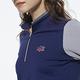 【Lynx Golf】女款假兩件式刷毛素面兩袖異色拼接長袖立領POLO衫-深藍色 product thumbnail 5