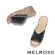 拖鞋 MELROSE 美樂斯 夏日輕旅 氣質簡約不對稱抓皺綿羊皮厚底拖鞋－黑 product thumbnail 5