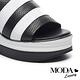 拖鞋 MODA Luxury 百搭俐落撞色異材質楔型厚底拖鞋－黑 product thumbnail 6