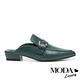 拖鞋 MODA Luxury 復古個性鉚釘點綴尖頭低跟穆勒拖鞋－綠 product thumbnail 3