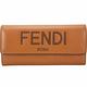 FENDI Roma 字母烙印小牛皮翻蓋釦式長夾(棕色) product thumbnail 2