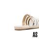 穆勒鞋 AS 率性時髦穿鍊方釦魚骨造型牛油皮草編厚底穆勒拖鞋－白 product thumbnail 4