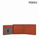 FOSSIL Kieran 真皮撞色皮夾-磚紅色 SML1863619 product thumbnail 3