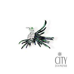 City Diamond引雅【東京Yuki系列】蜂鳥展翅水鑽胸針/領帶/別針/徽章