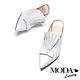 拖鞋 MODA Luxury 自信品味立體抓皺設計尖頭穆勒高跟拖鞋－白 product thumbnail 5