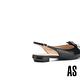 低跟鞋 AS 個性金屬大釦後繫帶造型全羊皮尖頭低跟鞋－黑 product thumbnail 4