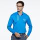 【Lynx Golf】男款吸汗速乾Lynx山貓印花貼袋設計款長袖立領POLO衫-藍色 product thumbnail 3