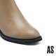 短靴 AS 帥氣時髦鏈條拼接牛皮切爾西高跟短靴－可可 product thumbnail 6