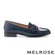 低跟鞋 MELROSE 個性雙色織帶金屬釦牛皮樂福低跟鞋－藍 product thumbnail 3