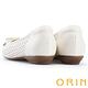 ORIN 微甜造型沖孔牛皮平底尖頭鞋 白色 product thumbnail 5