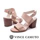 VINCE CAMUTO 側簍空方頭粗高跟涼鞋-棕色 product thumbnail 7