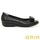 ORIN 金屬簍空圓釦真皮楔型 女 低跟鞋 黑色 product thumbnail 3