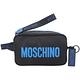 MOSCHINO 矽膠字母標誌尼龍拚牛皮手提包(藍色) product thumbnail 2