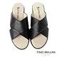 Tino Bellini 時尚簡約交叉造型牛皮平底涼拖鞋-黑 product thumbnail 4