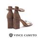 VINCE CAMUTO-WINDERLY真皮動物紋一字繫踝帶粗高跟涼鞋-絨灰色 product thumbnail 5