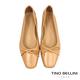 Tino Bellini 義大利進口法式優雅芭蕾小方頭牛皮平底鞋-米 product thumbnail 4