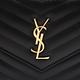 YSL MONOGRAM系列V字縫線魚子醬牛皮金屬LOGO金鍊肩背信封包(黑) product thumbnail 7