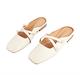 山打努SANDARU-穆勒鞋 方頭交叉造型珍珠低跟拖鞋-米白 product thumbnail 3