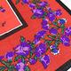 Dior CD繩索LOGO典雅花卉羊毛混絲大披肩圍巾-紫花/紅色 product thumbnail 6