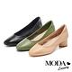 高跟鞋 MODA Luxury 簡約日常質感全真皮圓頭粗高跟鞋－綠 product thumbnail 7