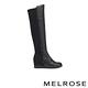 長靴 MELROSE 魅力時髦晶鑽異材質拼接美型內增高長靴－黑 product thumbnail 3