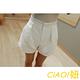 西裝式褲頭波浪壓紋短褲 (白色)-CiAO妞 product thumbnail 3