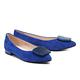 低跟鞋 MELROSE 美樂斯 璀璨時髦晶鑽方釦羊麂皮尖頭低跟鞋－藍 product thumbnail 2