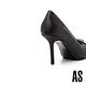 高跟鞋 AS 晶鑽方釦緞布拼接羊皮美型尖頭高跟鞋－黑 product thumbnail 4