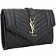 YSL Saint Laurent 魚子醬小牛皮信封卡片夾/零錢包(黑色) product thumbnail 3