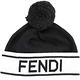 FENDI 毛球反摺字母標誌混羊毛針織帽(黑色) product thumbnail 2