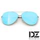 DZ 街拍平版框 抗UV太陽眼鏡 墨鏡(銀框水藍膜) product thumbnail 3